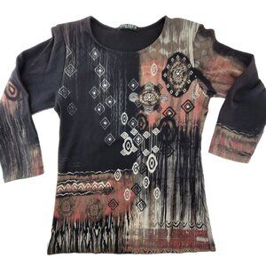 Katrina Marie Top Womens XS Black Abstract Whimsigoth Fairy Grunge Boho Made USA